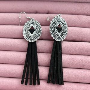 Elegant Black and Silver Dangle Earrings